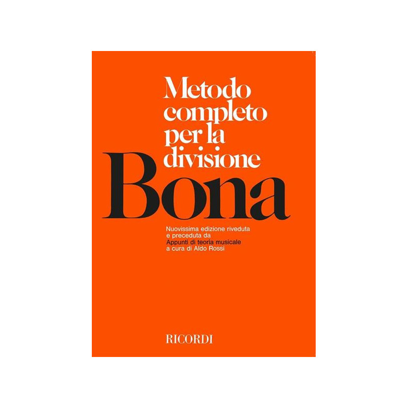 PASQUALE BONA - METODO COMPLETO PER LA DIVISIONE - RICORDI - TEORIA E SOLFEGGIO