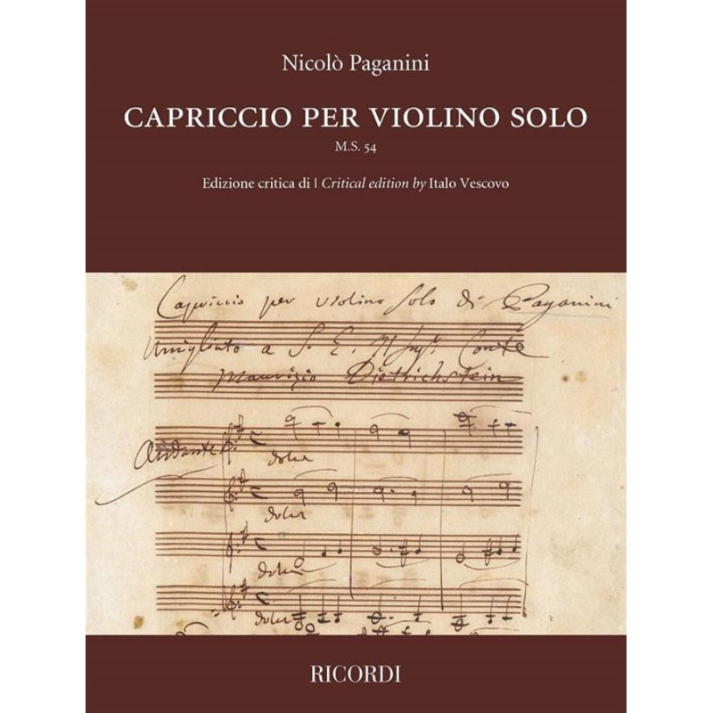 Capriccio per violino solo M.S. 54 -  Nicolò Paganini - spartiti