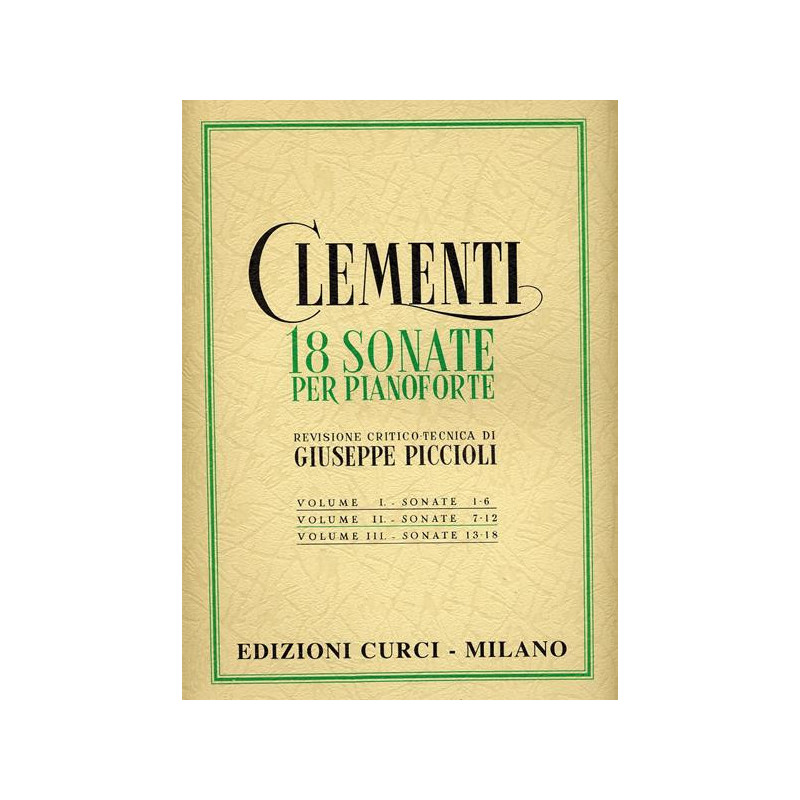 M. CLEMENTI - 18 SONATE PER PIANOFORTE VOL. 2 - SPARTITI PER PIANOFORTE