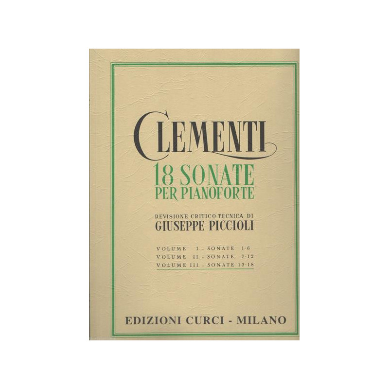 M. CLEMENTI - 18 SONATE PER PIANOFORTE VOL. 3 - SPARTITI PER PIANOFORTE