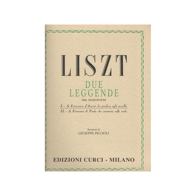 FRANZ LISZT S. FRANCESCO D'ASSISI: LA PREDICA AGLI UCCELLI ED. CURCI PIANOFORTE