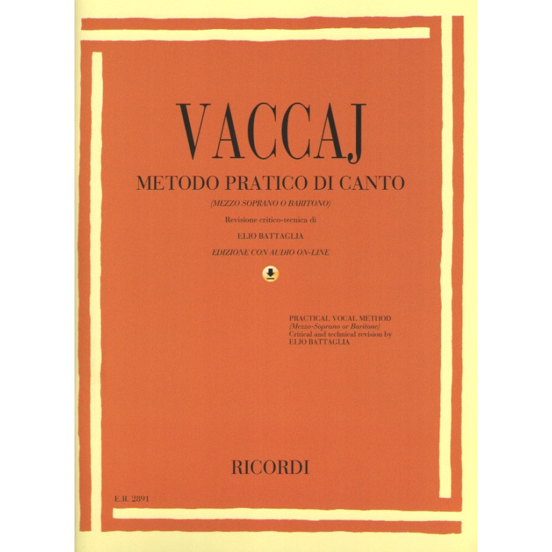 NICOLA VACCAJ - METODO PRATICO DI CANTO + Audio Online - MEZZO SOPRANO O BARITONO