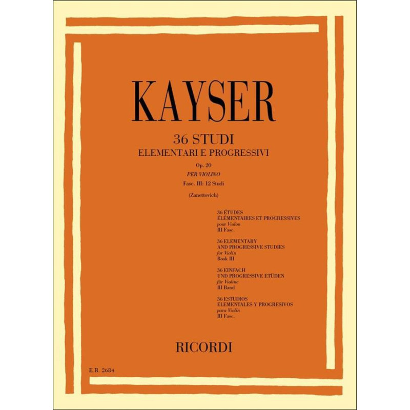 KAYSER - 36 STUDI ELEMENTARI E PROGRESSIVI OP. 20 vol. 3