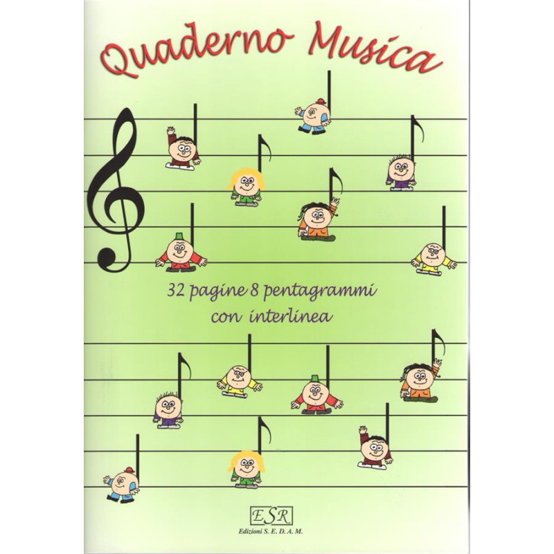 Quaderno pentagrammato - 32 Pagine - 8 pentagrammi grandi con interlinea