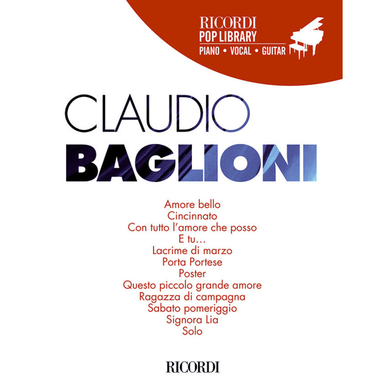 Claudio Baglioni - RICORDI POP LIBRARY - CANTO - PIANOFORTE - CHITARRA