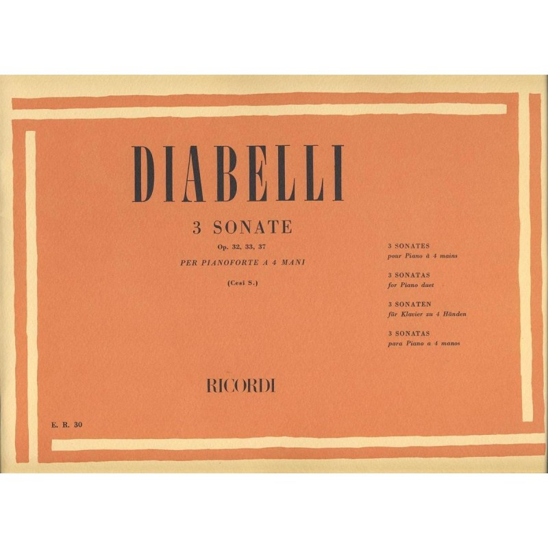 3 Sonate Op.32, 33, 37 - Anton Diabelli - Pianoforte a 4 mani