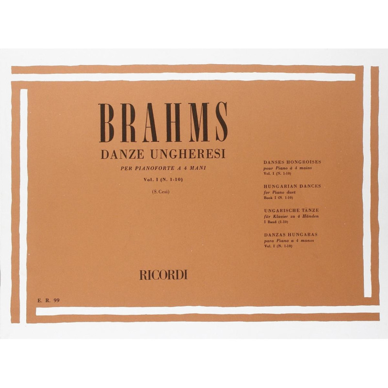 Danze Ungheresi Volume I: Nn. 1 - 10 - Johannes Brahms - Pianoforte a 4 mani