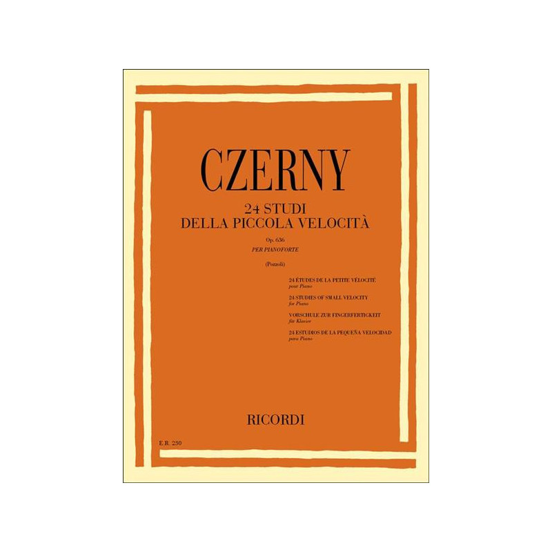 24 STUDI DELLA PICCOLA VELOCITÀ OP. 636 PER PIANOFORTE - CARL CZERNY - RICORDI
