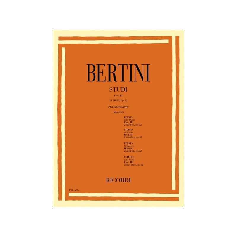 E. BERTINI - 25 STUDI OP. 134 - FASCICOLO 3 - PER PIANOFORTE