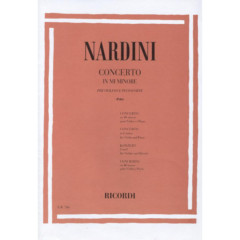Concerto Per Violino In Mi Min. - Pietro Nardini -  Violino e pianoforte