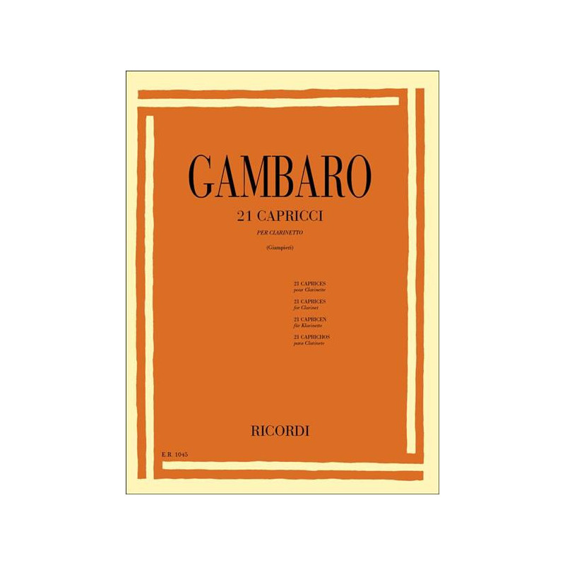 V. GAMBARO - 21 CAPRICCI PER CLARINETTO - SPARTITI
