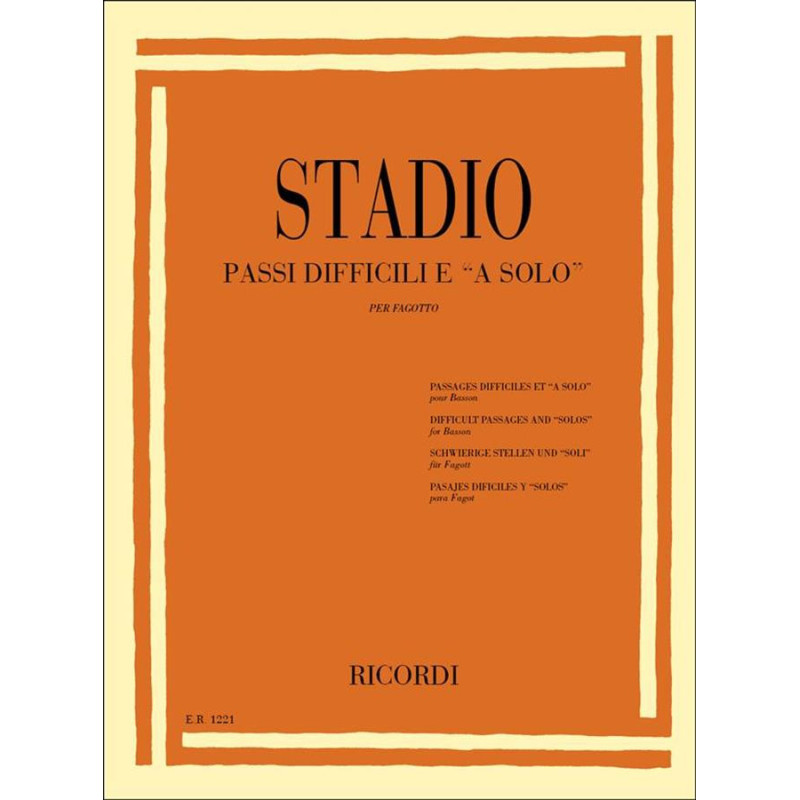 Passi Difficili E A Solo - C. Stadio - per fagotto - Bassoon