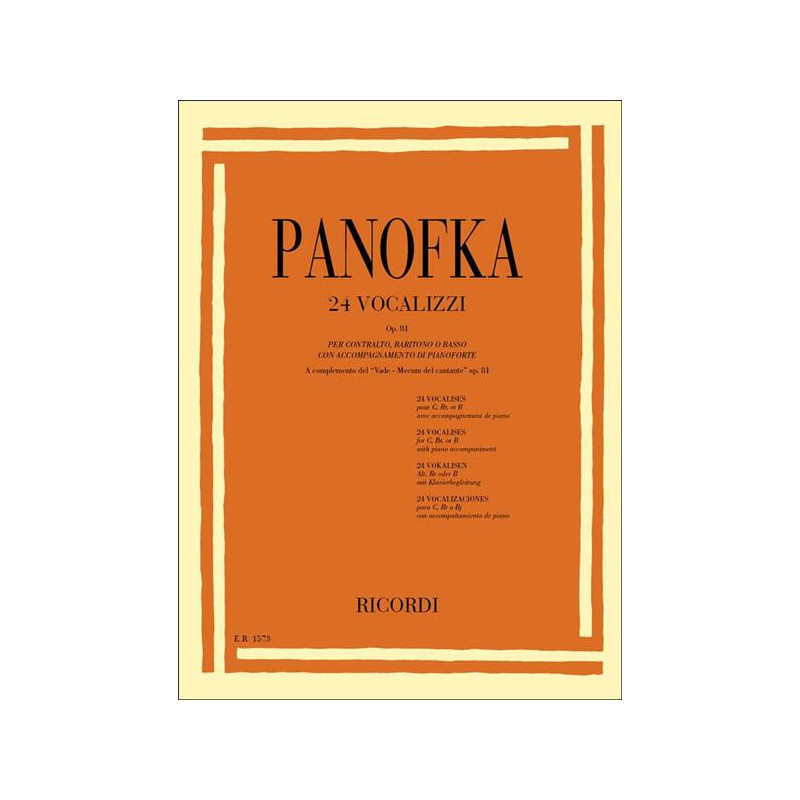 H. PANOFKA - 24 VOCALIZZI OP. 81 - PER CONTRALTO, BARITONO O BASSO