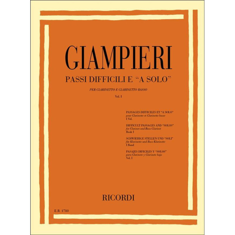 Passi Difficili e "A Solo" Vol. 1 - Giampieri - Clarinetto e Clarinetto Basso