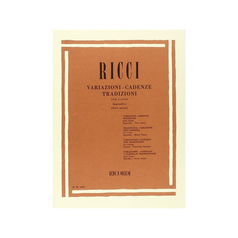 L. RICCI - VARIAZIONI - CADENZE TRADIZIONI PER CANTO APP.1 - VOCI MISTE