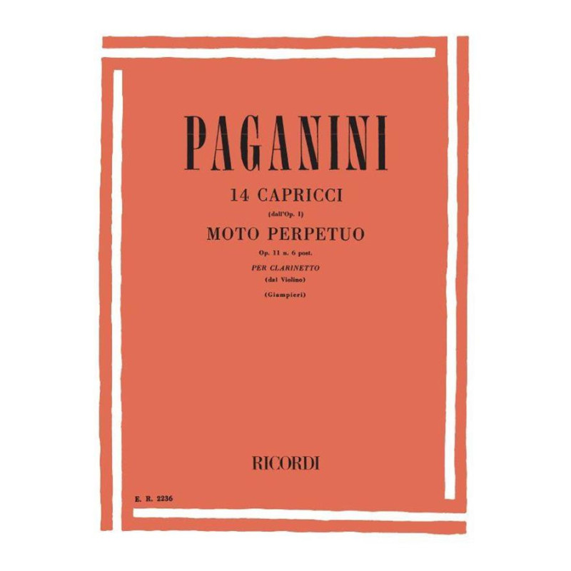 14 Capricci Dall'Op. 1 & 'Moto Perpetuo' Op.11  - Clarinetto - Niccolò Paganini