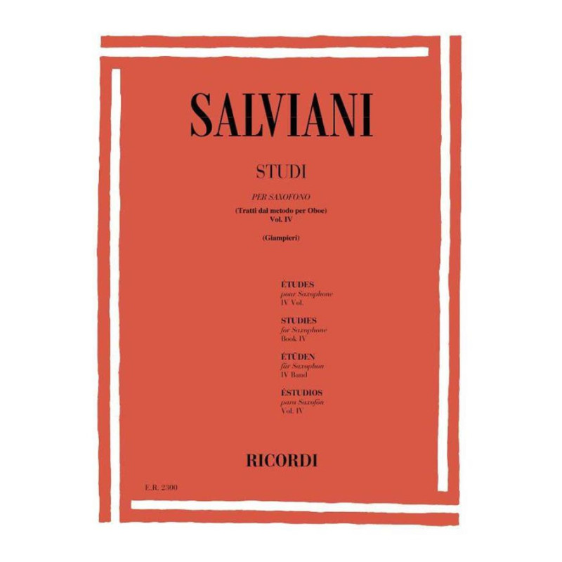 Studi Per Saxofono vol. IV (Tratti Dal Metodo Per Oboe) - Salviani - sassofono