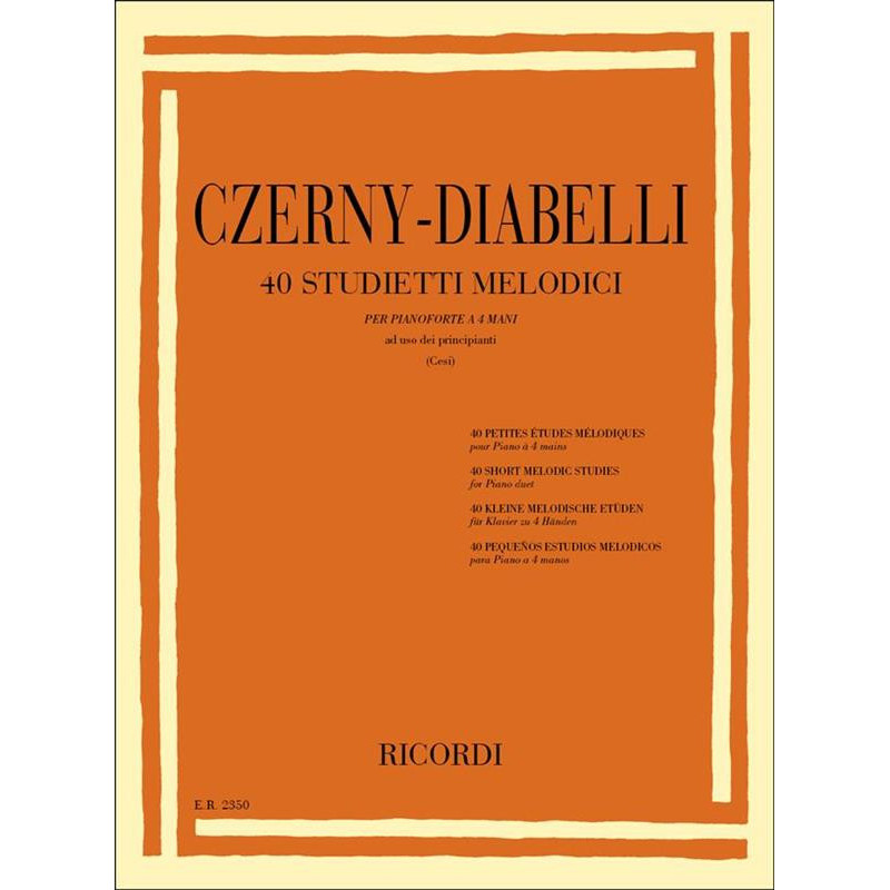 40 STUDIETTI MELODICI  - CARL CZERNY - PIANOFORTE 4 MANI