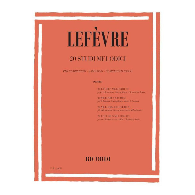 20 Studi Melodici - Jean-Xavier Lefèvre - Clarinetto, Saxofono, Clarinetto Basso