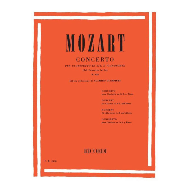 Concerto Per Clarinetto In Sib E Pianoforte - Mozart - Dal Concerto In La Kv 622