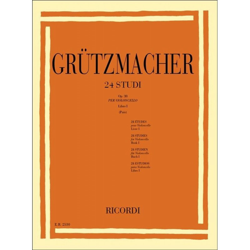 24 Studi Op.38 - Libro I (Pais) - Friedrich Grützmacher -  Per Violoncello