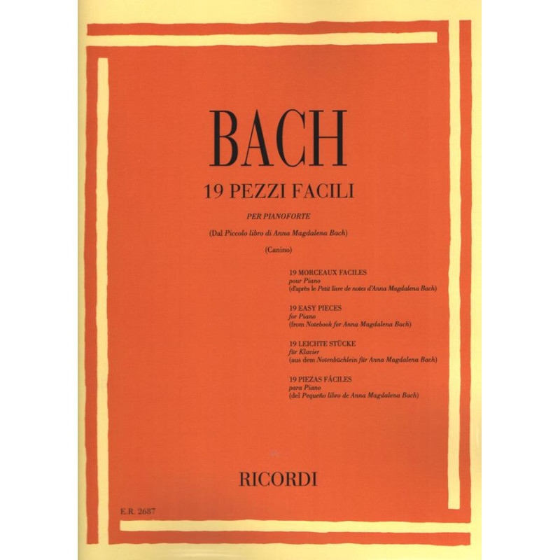 BACH - 19 PEZZI FACILI DAL LIBRO DI ANNA MAGDALENA - PIANOFORTE