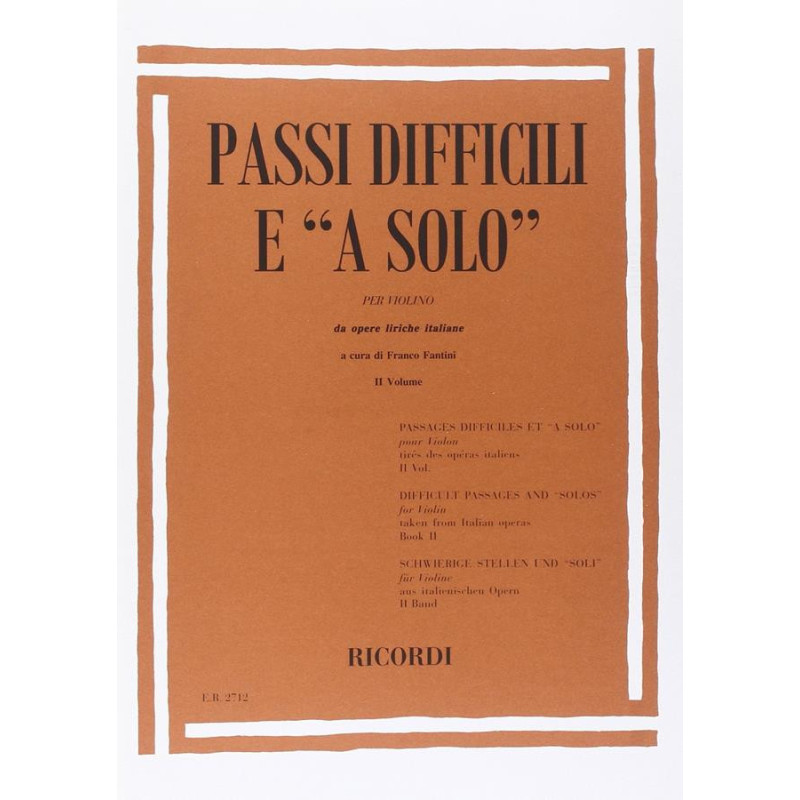 Passi Difficili E A Solo Da Opere Liriche Italiane - vol 2 - F Fantini - violino