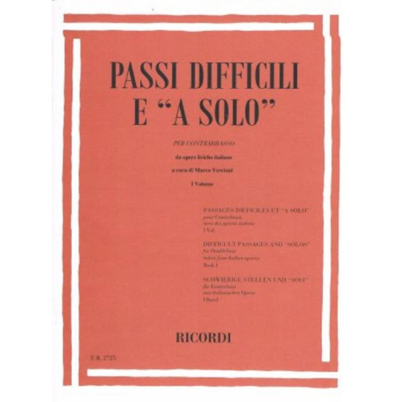 Passi Difficili E A Solo Da Opere Liriche Italiane - Volume I - Per Contrabbasso