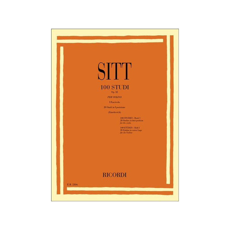H. SITT - 100 STUDI OP. 32 PER VIOLINO - 1° FASCICOLO - ED. RICORDI