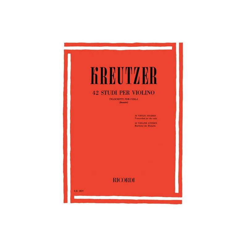R. KREUTZER - 42 STUDI PER VIOLINO - TRASCRIZIONE PER VIOLA - SPARTITI