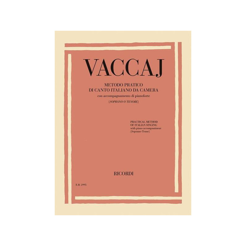 METODO PRATICO DI CANTO ITALIANO DA CAMERA - VACCAI - SOPRANO O TENORE E PIANOF