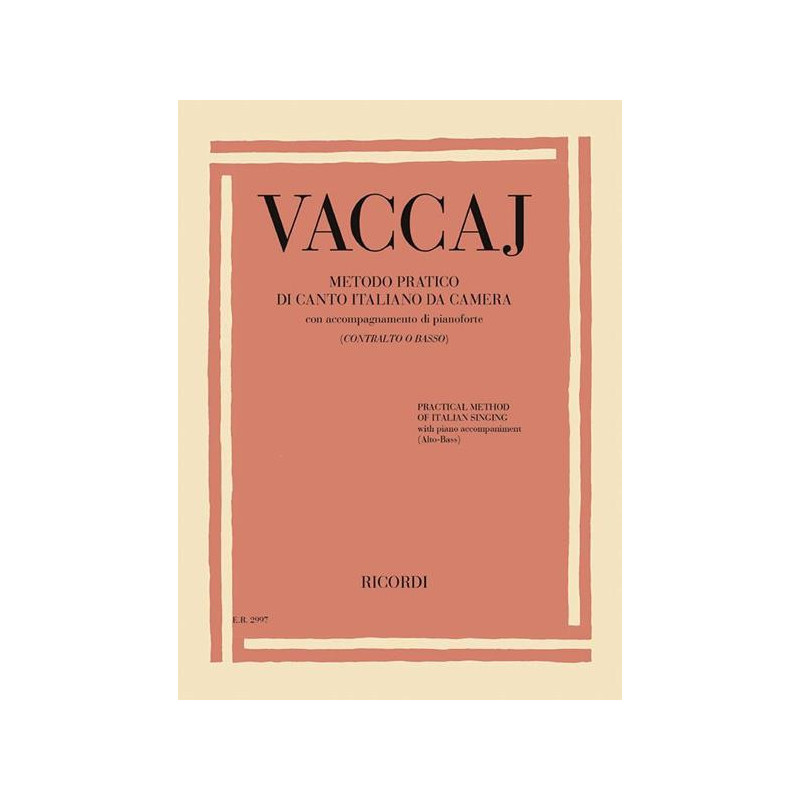 METODO PRATICO DI CANTO ITALIANO DA CAMERA VACCAI CONTRALTO O BASSO E PIANOF.